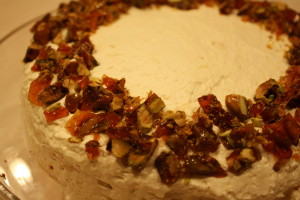 lemon and pistachio praline meringue torte