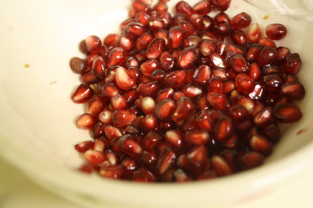 lemony kale salad with almonds, olives and pomegranate {the kosher foodies}