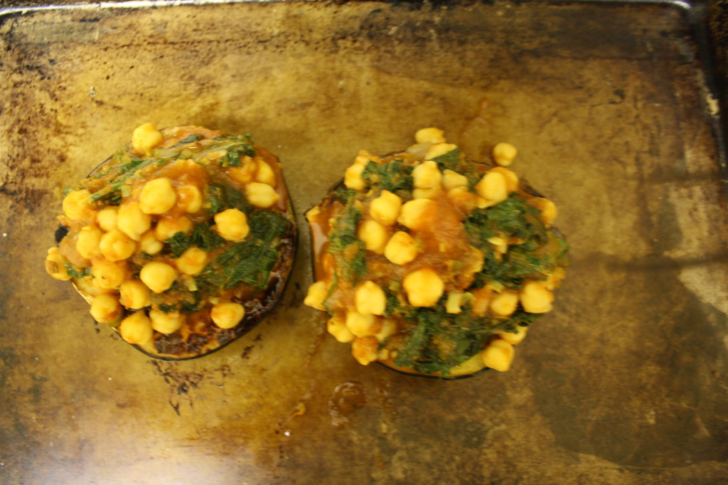 stuffed acorn squash with kale and chick peas {the kosher foodies}