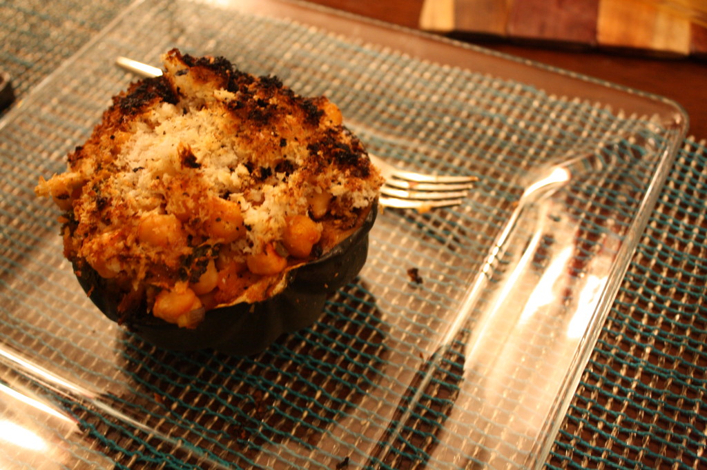 stuffed acorn squash with kale and chick peas {the kosher foodies}