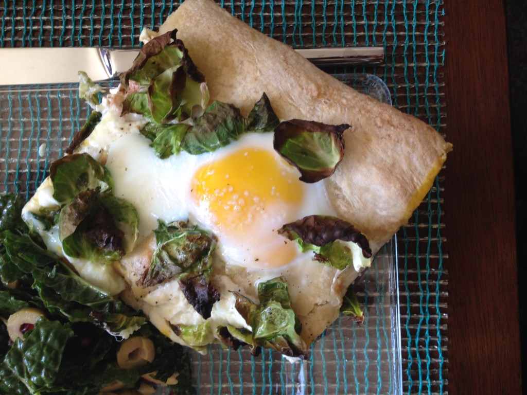 pizza with brussels sprouts, eggs and truffle {the kosher foodies}