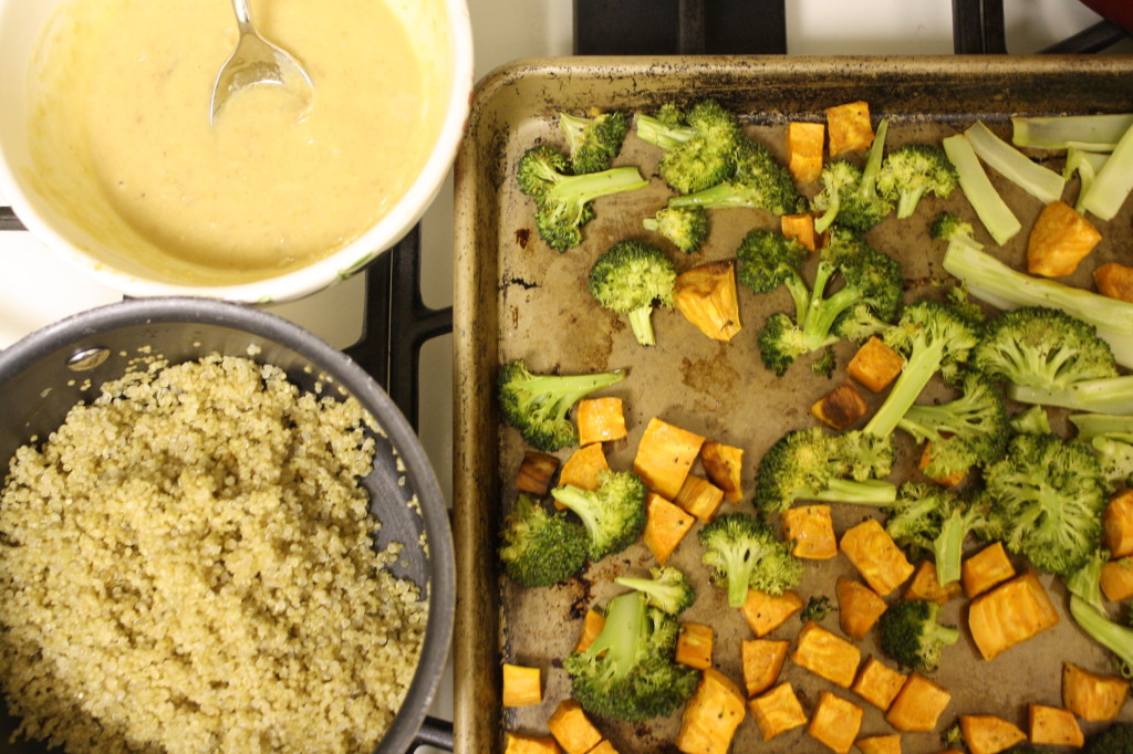 miso sweet potato broccoli bowl with quinoa {the kosher foodies}