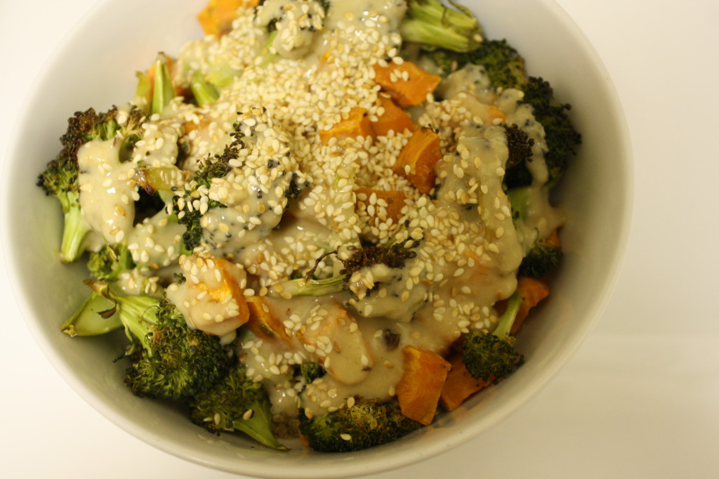 miso sweet potato broccoli bowl with quinoa {the kosher foodies}