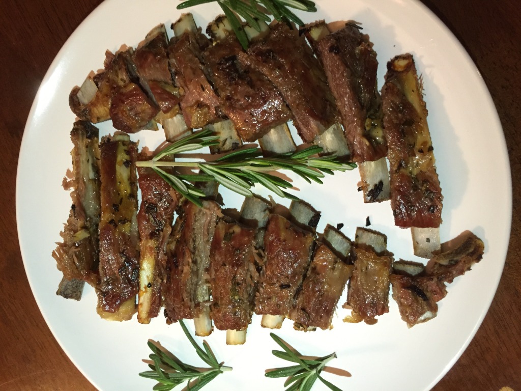 garlic rosemary lamb riblets {the kosher foodies}