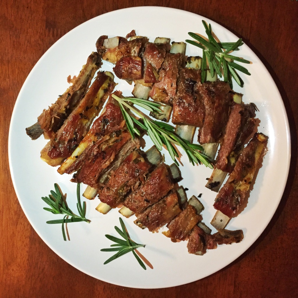 garlic rosemary lamb riblets {the kosher foodies}